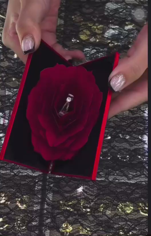 3D Pop Up Red Rose Flower Ring Box