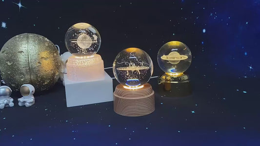 Automatic Rotation  Crystal Ball Night Lamp 8cm